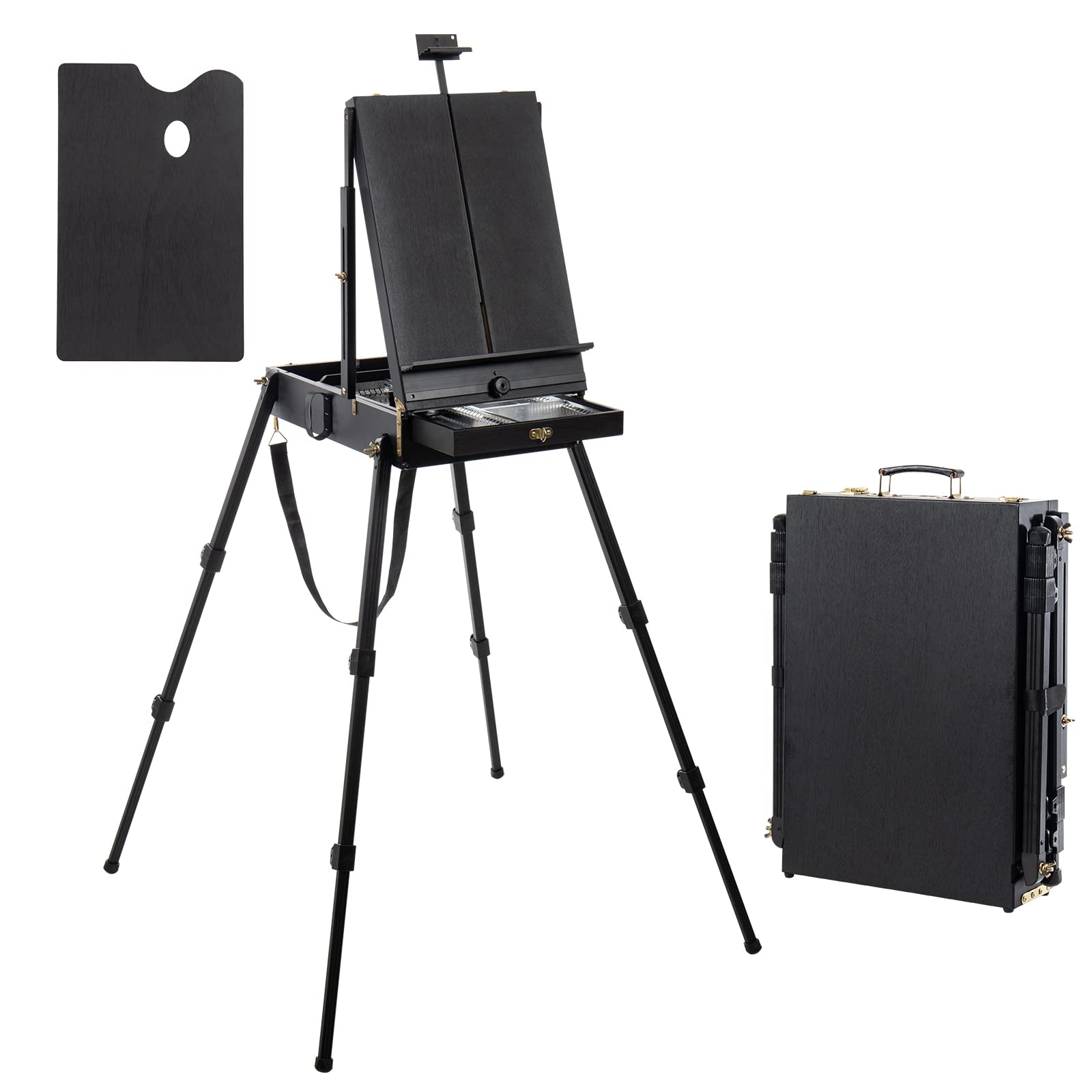 Falling in Art 4-Leg French Easel - Portable Plein Air Painting Studio Stand with Large Storage Drawer | Full-Size Sketchbox Travel Easel for Artists | Perfect for Outdoor Painting, Drawing & Artwork Display