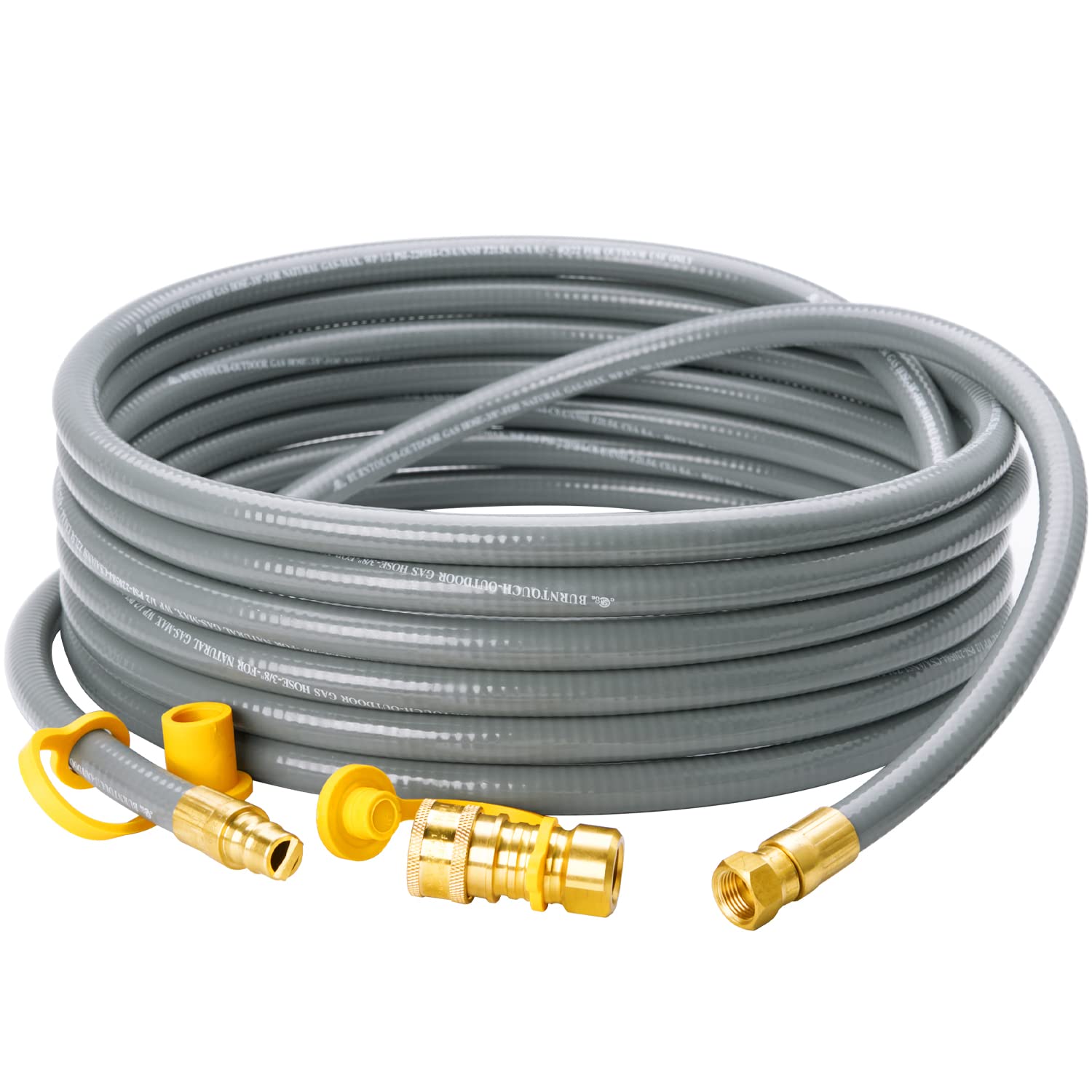 25 Feet 3/8 Inch ID Natural Gas Grill Hose with Quick Connect Fittings - Flexible Gas Line for Outdoor Grills, Pizza Ovens, Heaters & Low Pressure Appliances - Perfect for Backyard BBQs, Patio Cooking & Outdoor Entertaining
