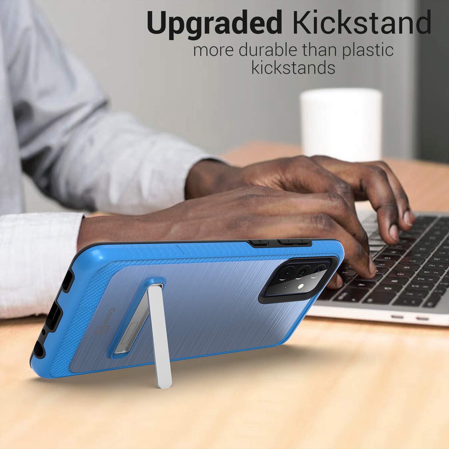 Premium Metal Magnetic Stand Case for Samsung Galaxy A72 - Rugged Protective Cover with Kickstand (Blue) | Perfect for Work, Travel & Outdoor Activities