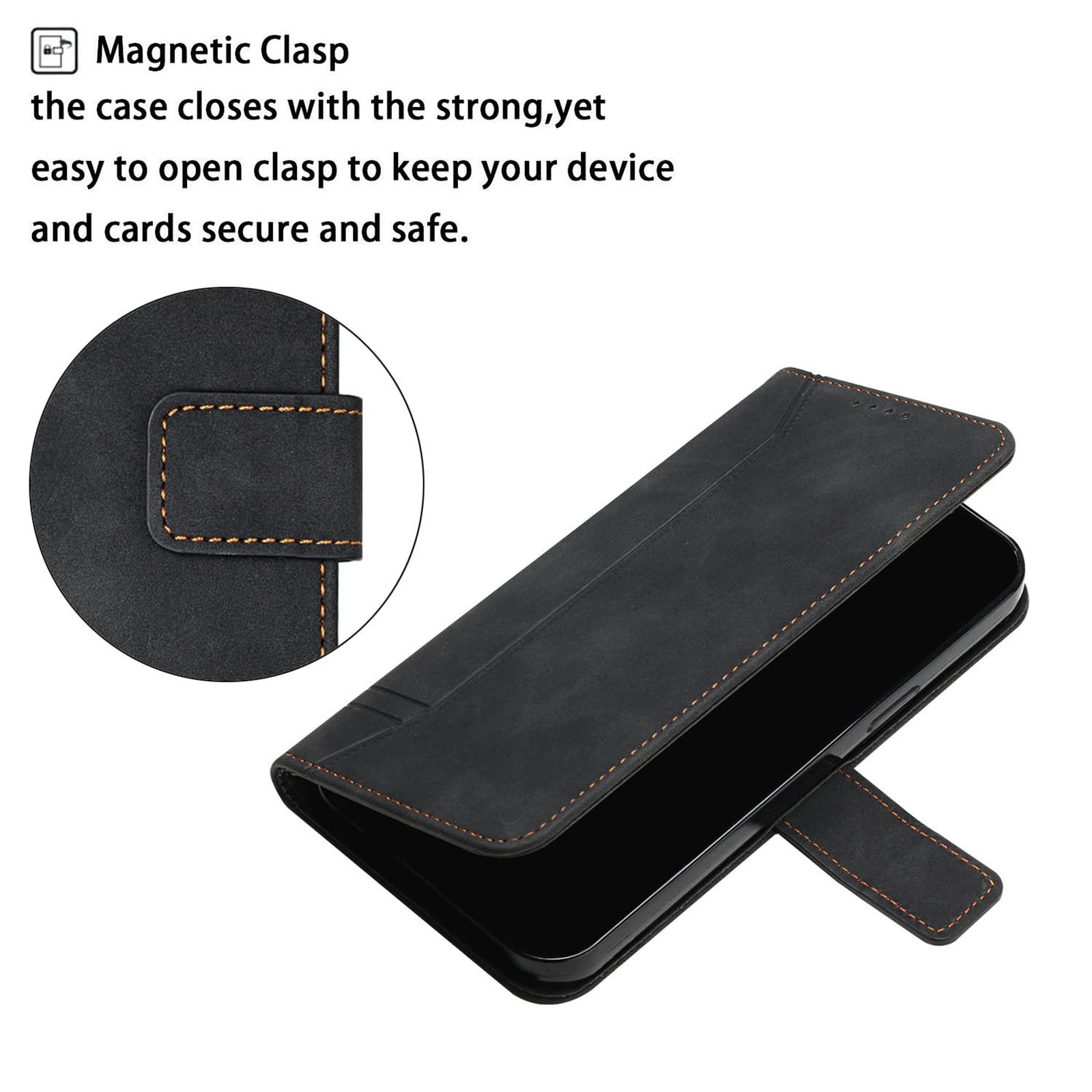 Premium PU Leather Magnetic Flip Wallet Case for Moto G Stylus 2021 - Built-in Kickstand & Card Slots | Full Protection Cover for Motorola G Stylus 2021 (Black) | Perfect for Work, Travel & Daily Use
