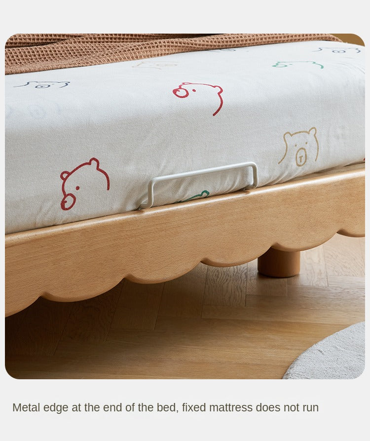 Solid Beech Wood Kids Platform Bed - No Headboard, Eco-Friendly & Sturdy for Toddler & Children's Bedroom - Perfect for Small Spaces & Montessori Style Rooms