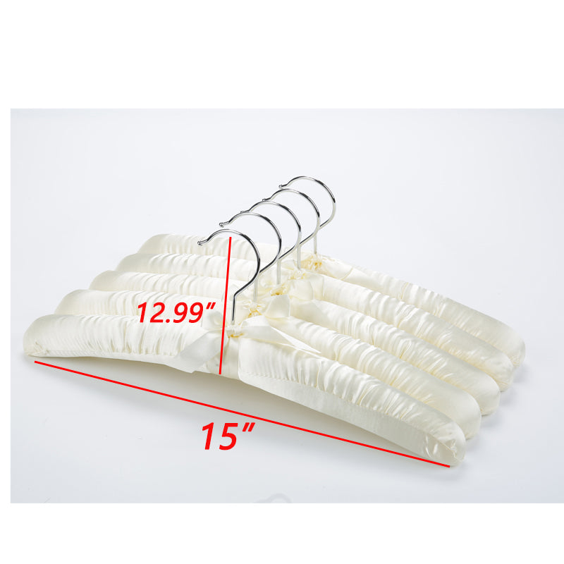 25/50/100 Pack Satin Padded Silk Hangers - Ivory White for Delicate Clothing & Wardrobe Organization | Perfect for Dresses, Blouses & Luxury Garments