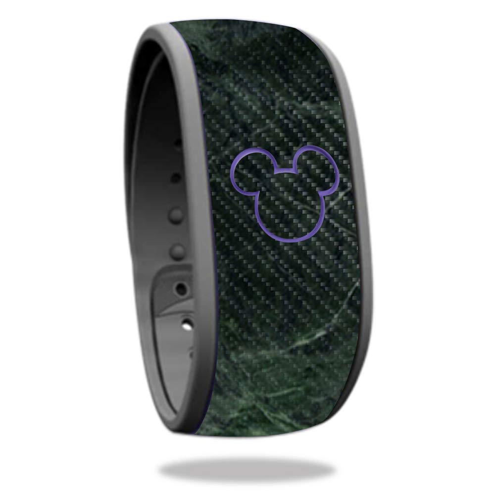 **MightySkins Carbon Fiber Skin for Disney MagicBand - Green Marble | Protective & Durable Textured Finish | Easy to Apply & Remove | Made in USA | Perfect for Theme Parks, Travel & Customization**