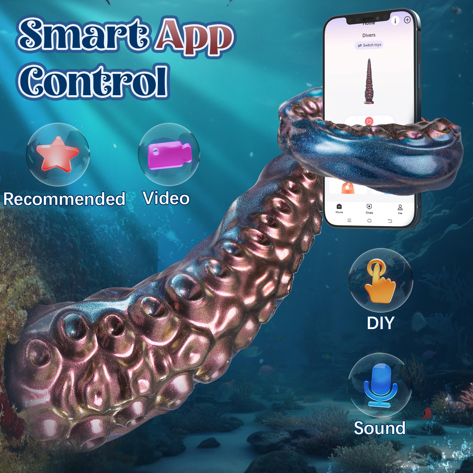 COKARAGE 14.6'' Monster Tentacle Vibrator Dildo - Remote Control & App Enabled, Multi-Speed Vibrations, Suction Cup Base for G-Spot & Anal Stimulation | Fantasy Adult Sex Toy for Couples & Solo Play | Perfect for Roleplay, BDSM & Sensory Exploration