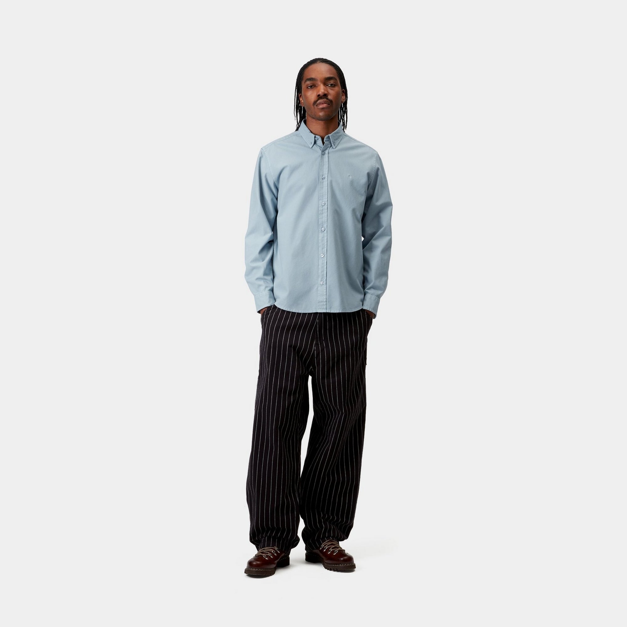 Bolton Shirt for Men | Frosted Blue Garment-Dyed Casual Button Down Shirt | Perfect for Office, Date Night & Weekend Outings