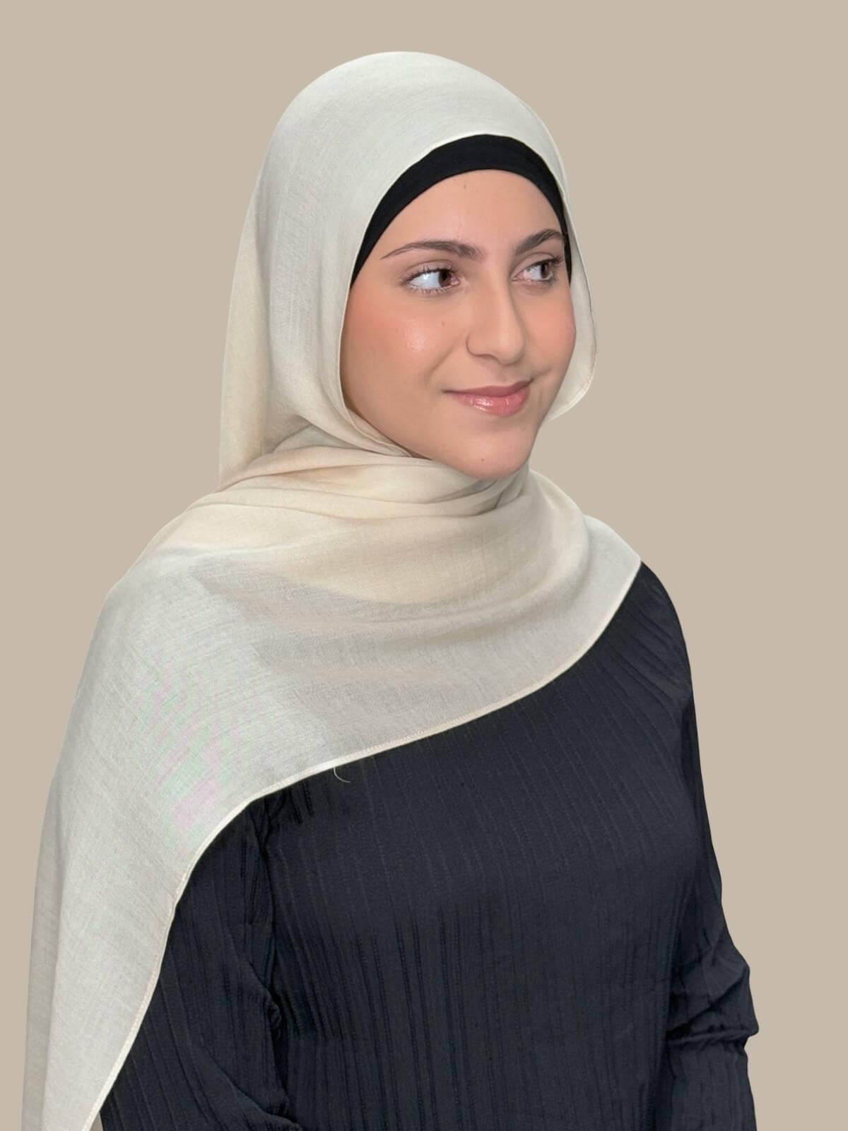 Stylish Cotton Modal Hijab Scarf in Buttercream - Perfect for Everyday Wear, Work, and Special Occasions