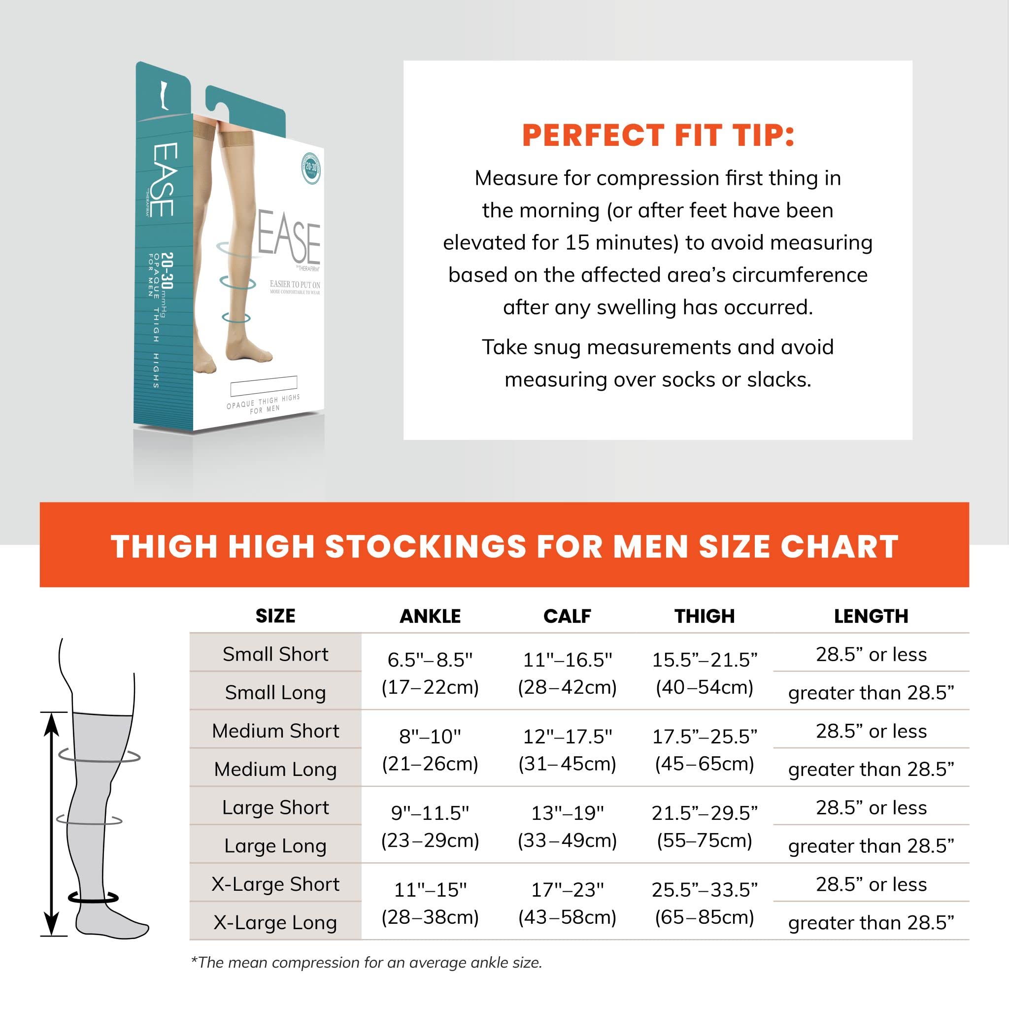Ease Opaque Men's Thigh High Compression Socks (20-30mmHg) - Perfect for Running, Travel & Varicose Vein Relief