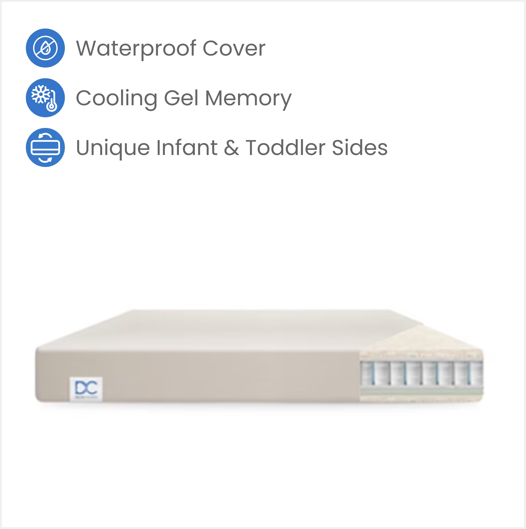 CoolLux 2-Stage Convertible Baby Crib Mattress & Toddler Bed Mattress - Waterproof, Hypoallergenic for Safe Infant Sleep & Toddler Comfort
