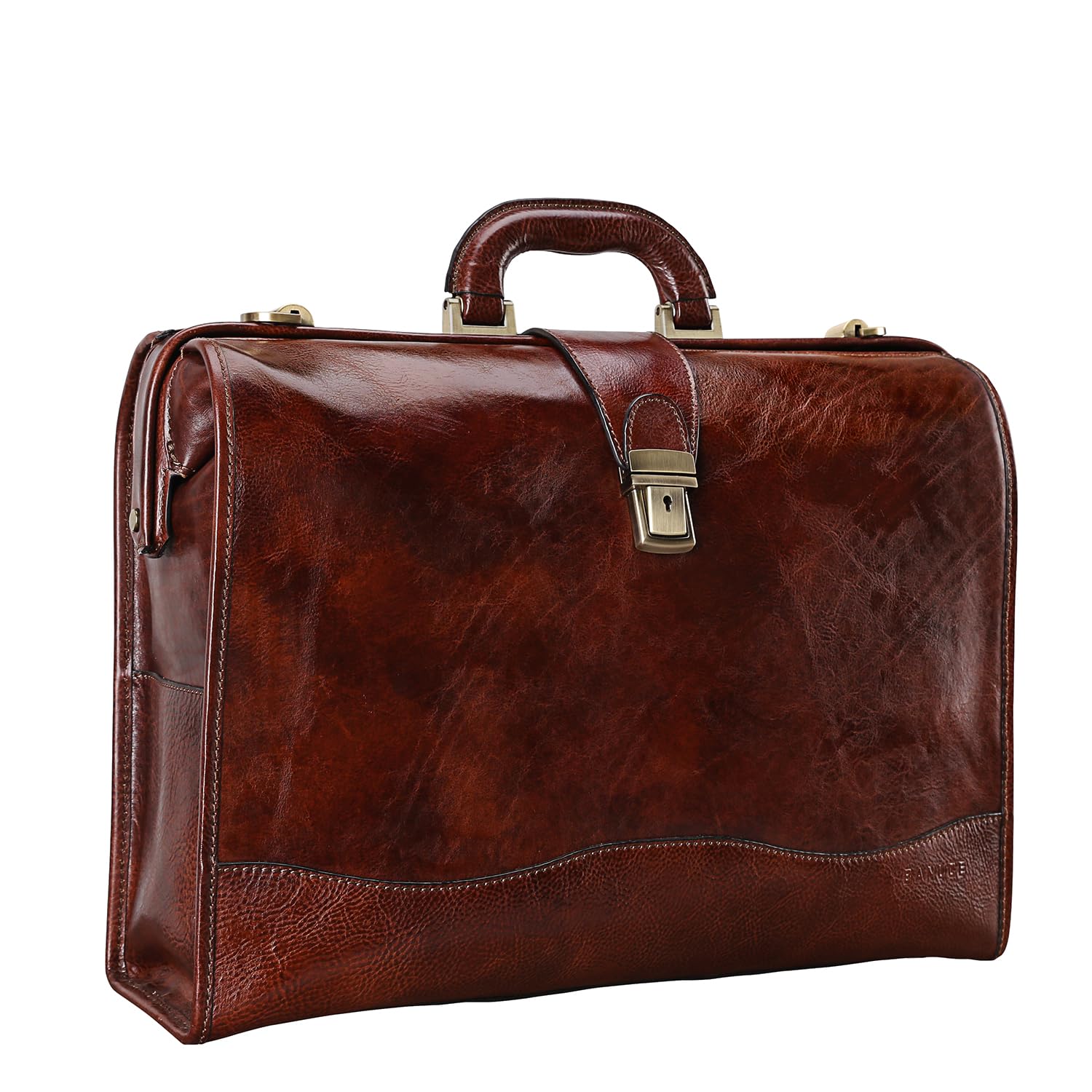 Vintage Full Grain Italian Leather Briefcase for Men - 15.6 Inch Professional Attache Case with Lock (Coffee Brown) | Perfect for Lawyers, Doctors & Business Professionals - Office, Court & Travel Use