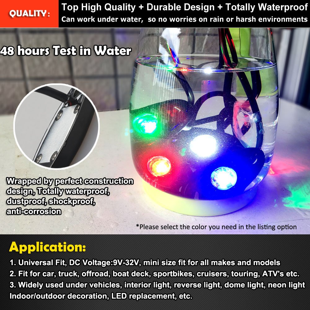 4 Pods LED Rock Light Kit - Waterproof Underglow Neon Lights for ATV, SUV, Offroad Car, Truck & Boat | Red Underbody Glow Trail Rig Lamps | Perfect for Night Off-Roading, Car Shows & Marine Lighting