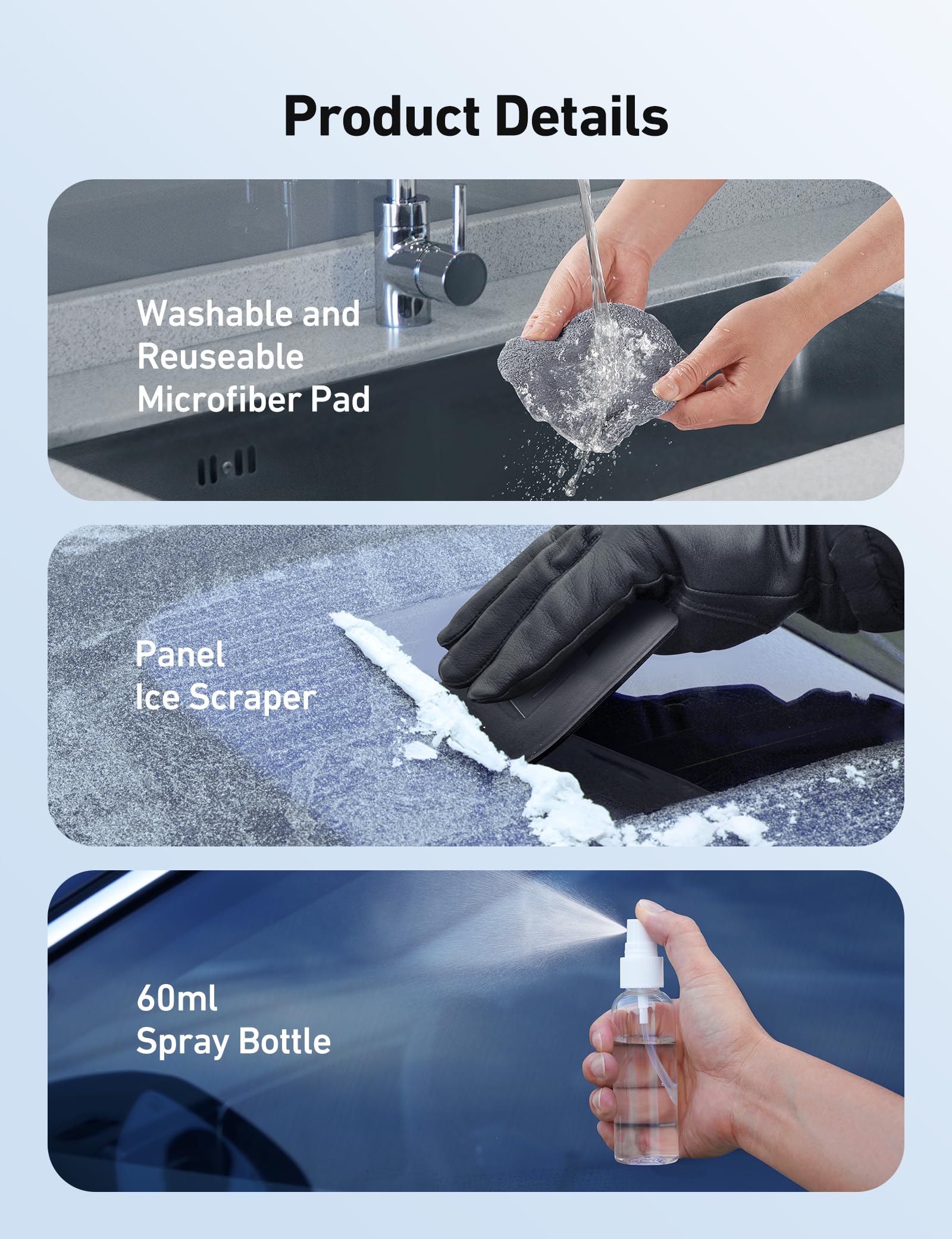 AstroAI Windshield Cleaner Kit - 4 Reusable Washable Microfiber Pads with Extendable Handle for Car Windows Cleaning - Perfect for Auto Glass, Home Windows and Mirrors