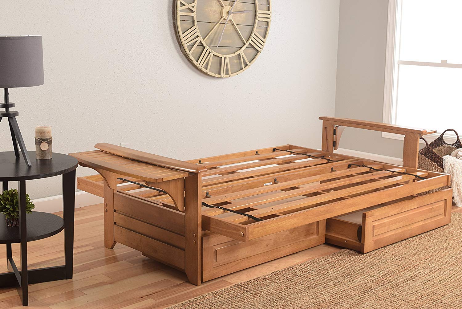 Kodiak Full Size Futon with Storage Drawers - Frame Only for Small Spaces