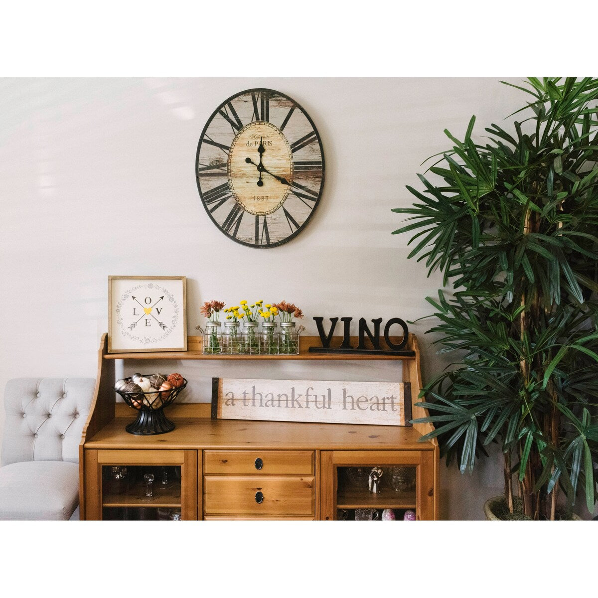 Gratitude Wall Art - 36 x 7.5 Inch Wood & Metal Home Decor for Living Room, Bedroom, Office - Rustic Thankful Heart Sign for Thanksgiving, Christmas & Year-Round Decor