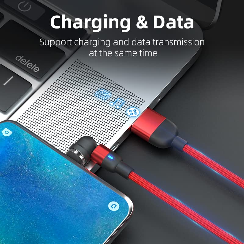 BITHAI 2-Pack Magnetic Charging Cable (1.6ft & 10ft) - USB C, Micro USB & Lightning Compatible - Fast Charging for iPhone, Samsung & Android - Perfect for Home, Office & Travel