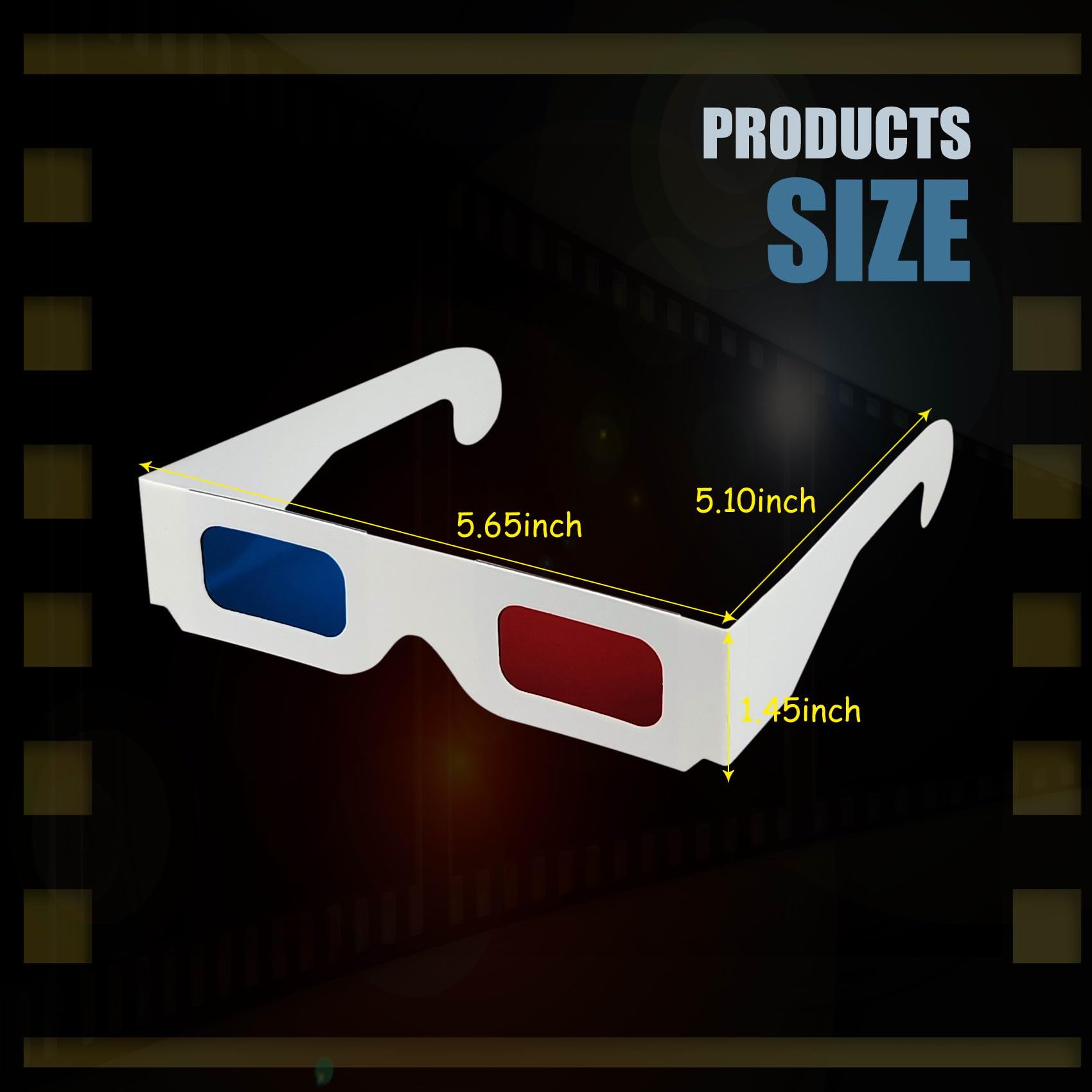 5 Pcs 3D Paper Glasses - Red & Blue Anaglyph Cardboard Glasses with White Frame for 3D Movies, TV Shows & Home Theater | Perfect for Movie Nights, 3D Events & Virtual Reality Experiences