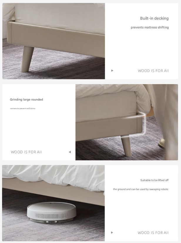 Premium Oak Solid Wood Piano Key Bed Frame with High-Tech Fabric Upholstery – Perfect for Modern Bedrooms, Guest Rooms & Luxury Home Decor