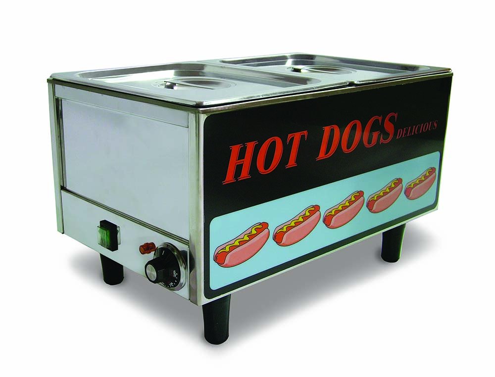 FMA Omcan Commercial Countertop Hot Dog Steamer Cooker TS9999 - 17133 | Professional Hot Dog Warmer for Food Trucks, Carnivals & Concession Stands