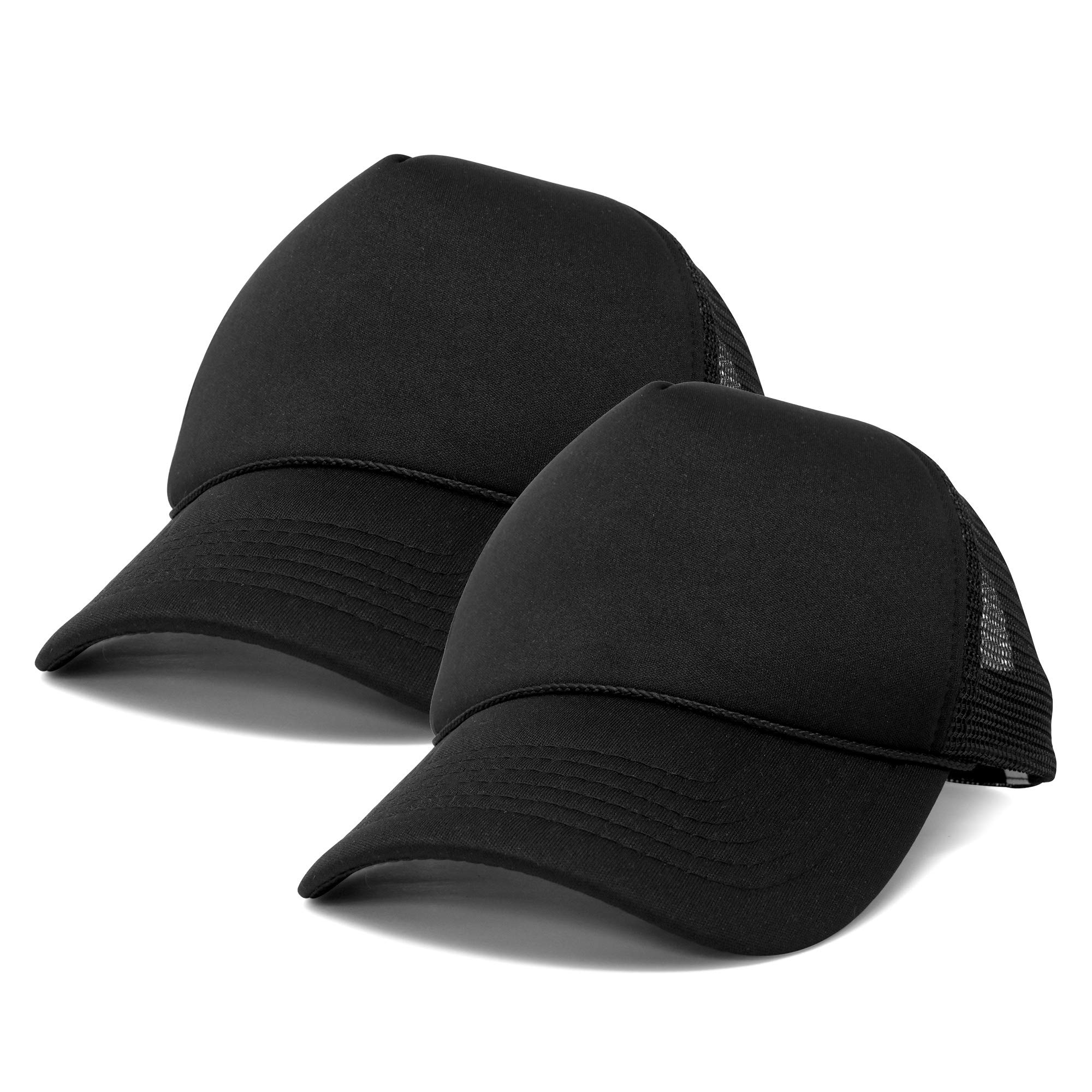 DALIX Solid Color Blank Trucker Hats 2 Pack - Adjustable Mesh Baseball Caps for Men & Women - Perfect for Outdoor Activities, Sports, and Casual Wear