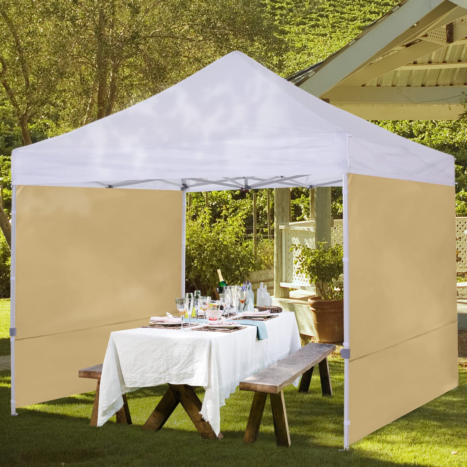 COOSHADE 10x10 Instant Canopy SunWall - Beige Pop Up Tent Side Panel (1 Pack) | UV Protection & Privacy Screen for Outdoor Events, Beach, Camping, Backyard Parties