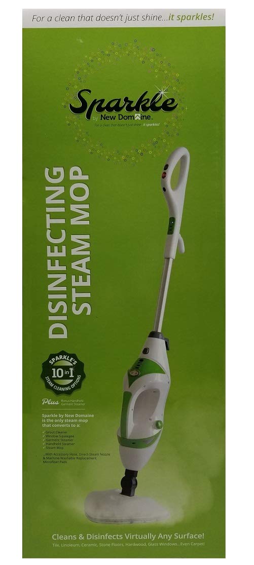 Sparkle 10-in-1 Multi-Surface Steam Mop with 10 Accessories - Powerful Disinfecting & Deep Cleaning for Hardwood Floors, Tile, Carpet (Ideal for Homes, Pets, Allergies)