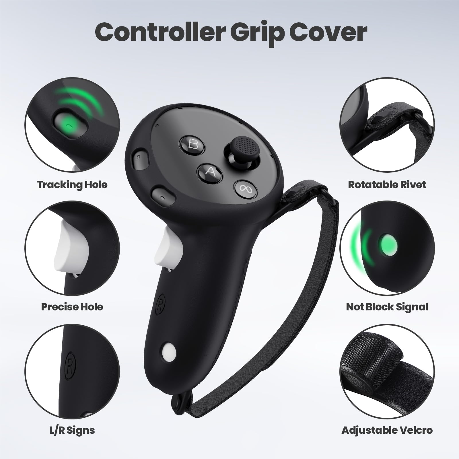 Meta/Oculus Quest 3 VR Accessories Set - Silicone Face Cover, Shell Cover, Controller Grips & Lens Protectors (Black) | Enhanced Comfort & Protection for VR Gaming & Fitness