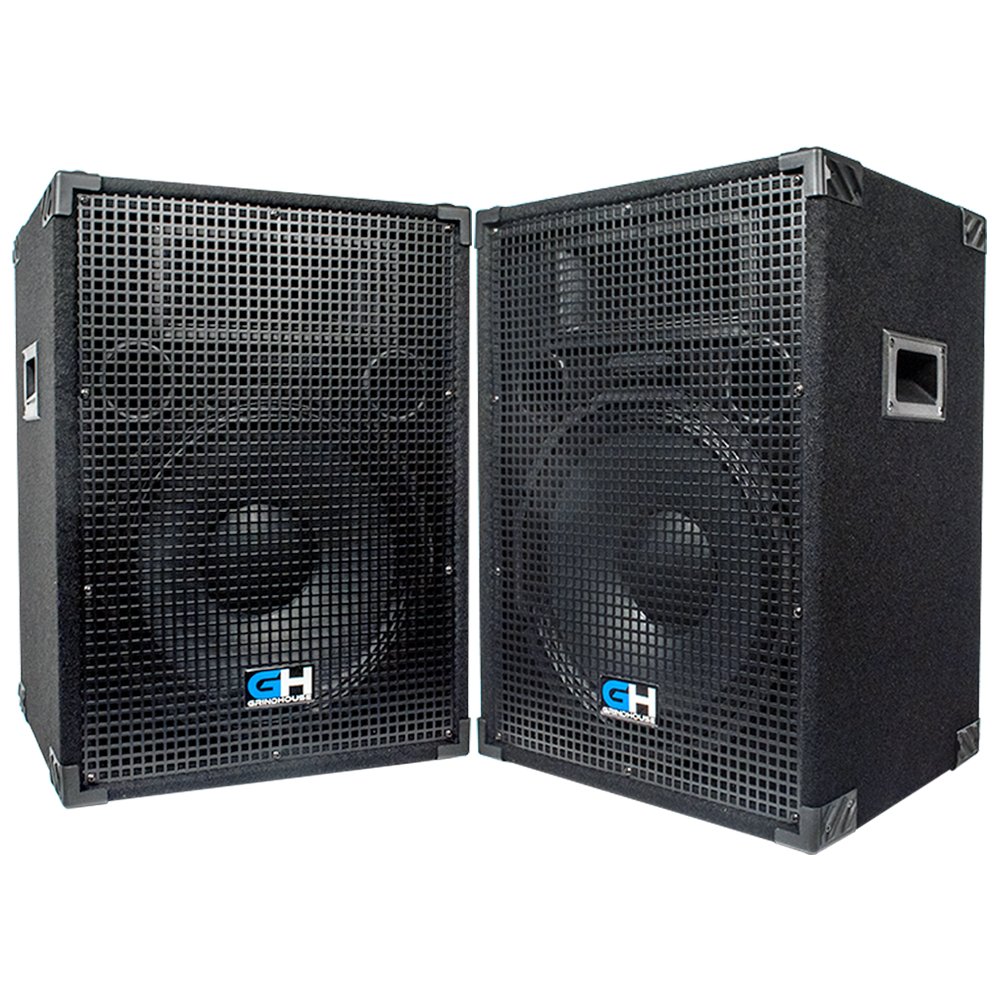 Grindhouse GH15L-Pair 15 Inch 2-Way Passive PA/DJ Loudspeaker Cabinets - 800W Full Range Speakers for Live Sound, Bands, and Events