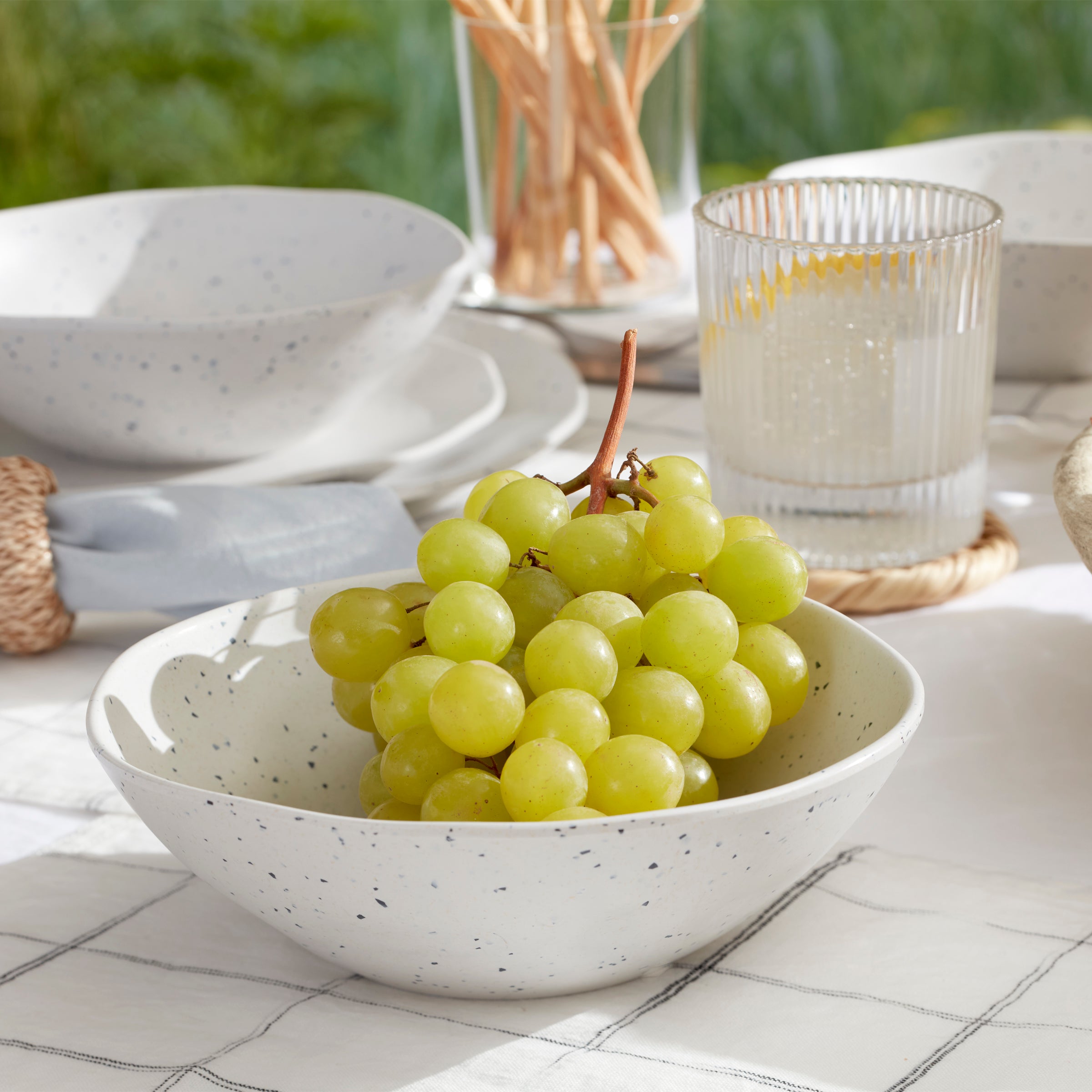 Stylish Terrazzo Melamine 12-Piece Dinnerware Set - Durable & Lightweight for Outdoor Dining, Picnics, and Everyday Use