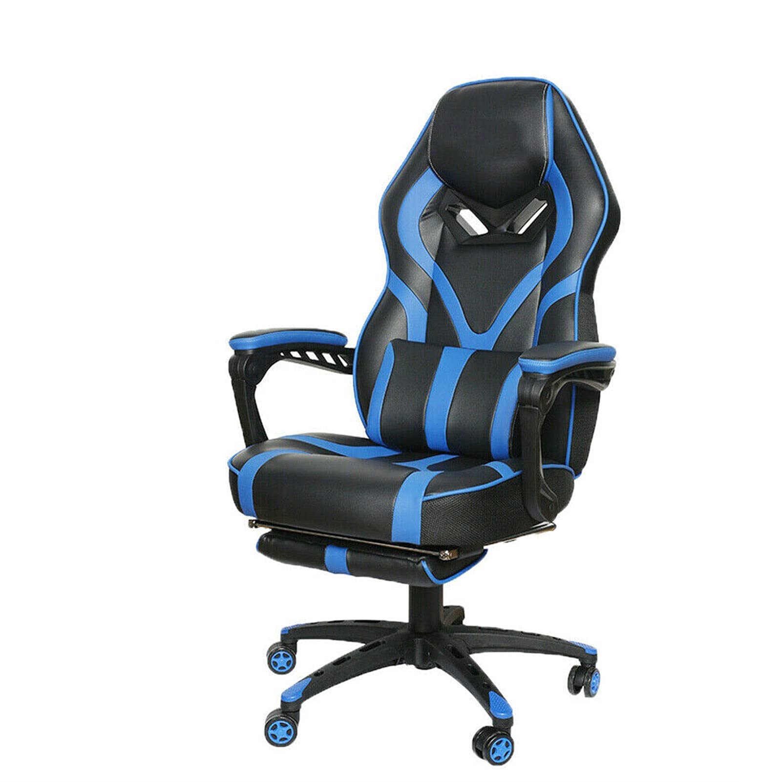 Premium Ergonomic Gaming Chair - Racing Style PU Leather Office Recliner with Adjustable Lumbar Support, 360° Swivel & Footrest - Perfect for PC Gaming, Home Office & Esports Setup
