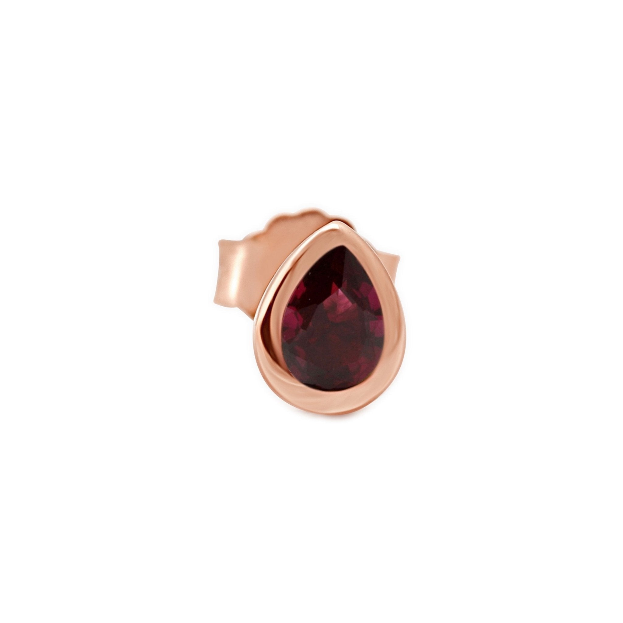 14K Rose Gold Pear Ruby Earrings - Bezel Set Gemstone Jewelry for Women, Gift for Her, Perfect for Weddings, Parties & Special Occasions