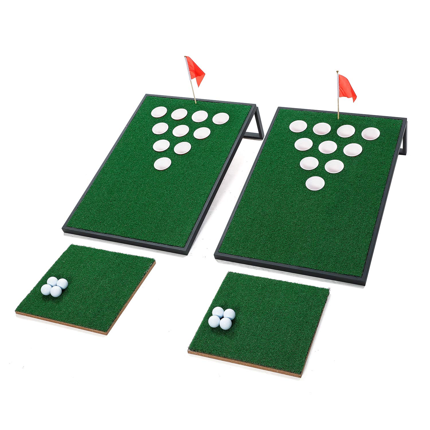 OOFIT Golf Cornhole & Pong Game Set - Backyard Chipping Target for Accuracy Practice, Indoor/Outdoor Swing Training - Perfect Gift for Men, Dad, Husband & Golf Lovers | Fun for Parties, BBQs & Family Gatherings