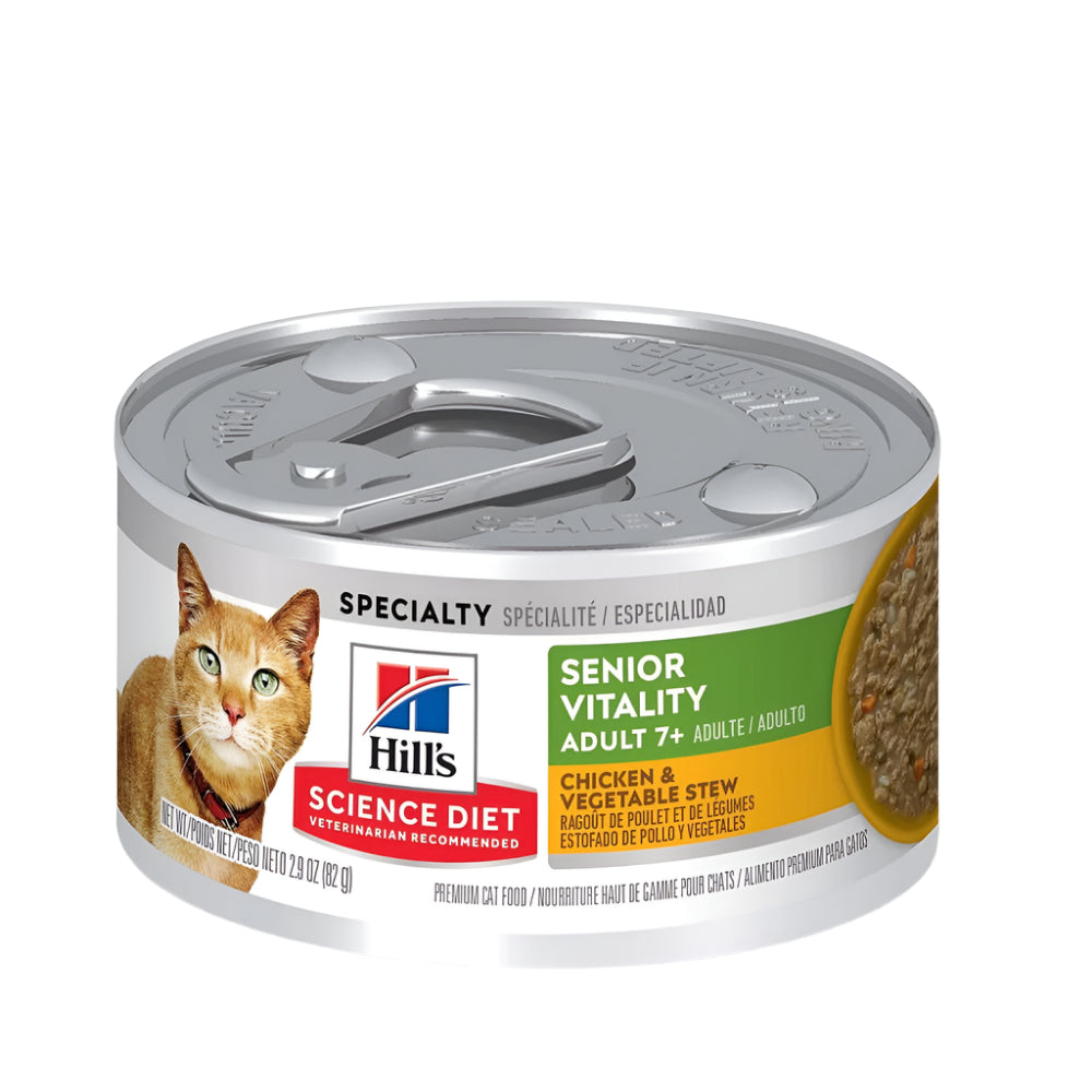 Science Diet Adult 7+ Senior Vitality Chicken & Vegetable Stew Wet Cat Food - High Protein Nutrition for Mature Cats - Perfect for Senior Cat Health & Digestion Support