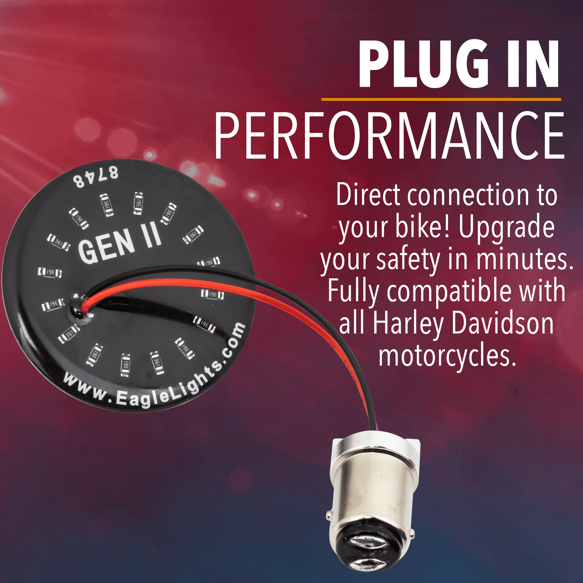 Eagle Lights Midnight Edition Rear LED Turn Signals, Running Lights & Strobing Brake Lights for Harley Davidson Motorcycles - Enhanced Visibility & Safety for Night Riding & Urban Commuting