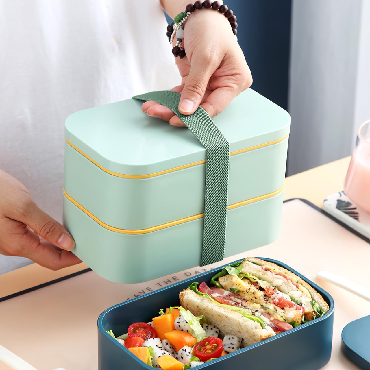 DOITOOL 4-Pack Reusable Nylon Lunch Box Straps - Secure Food Containers for Travel, Picnics & Meal Prep - Elastic Bands for Tightly Wrapping Lunch Boxes & Food Storage Containers