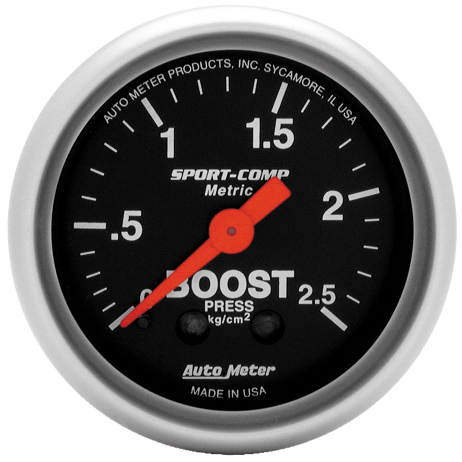 Auto Meter 3303-M Sport-Comp Mechanical Boost/Vacuum Gauge - 30 PSI & 30 inHg - Performance Racing & Turbocharged Vehicle Monitoring