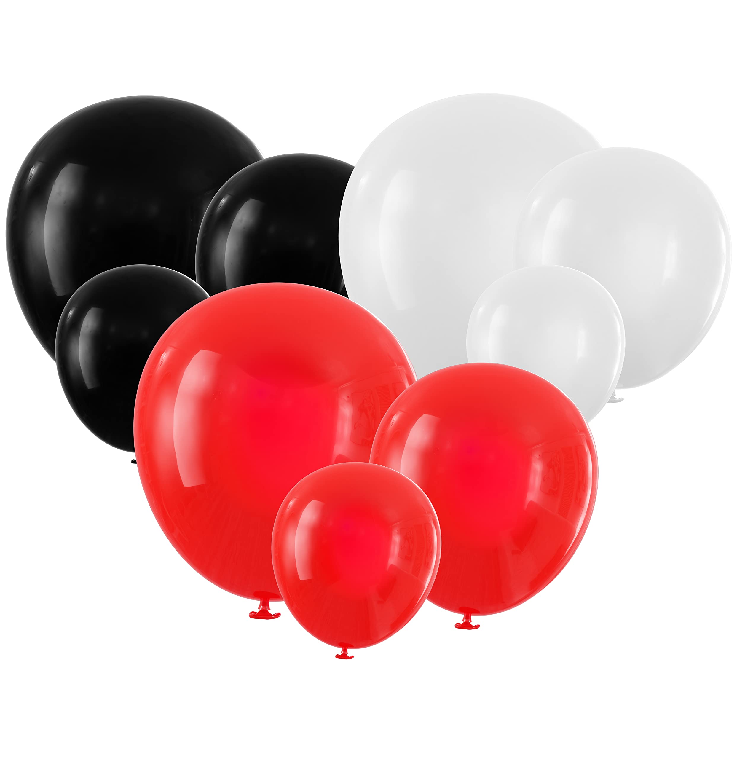 100 Red Black & White Balloons - Party Decorations Pack for Deadpool Birthday, Lumberjack Baby Shower, Graduation, Pirate, Ladybug, Race Car & Poker Themes | Small & Large Balloons for Indoor/Outdoor Decor, Photo Backdrops & Celebration Events