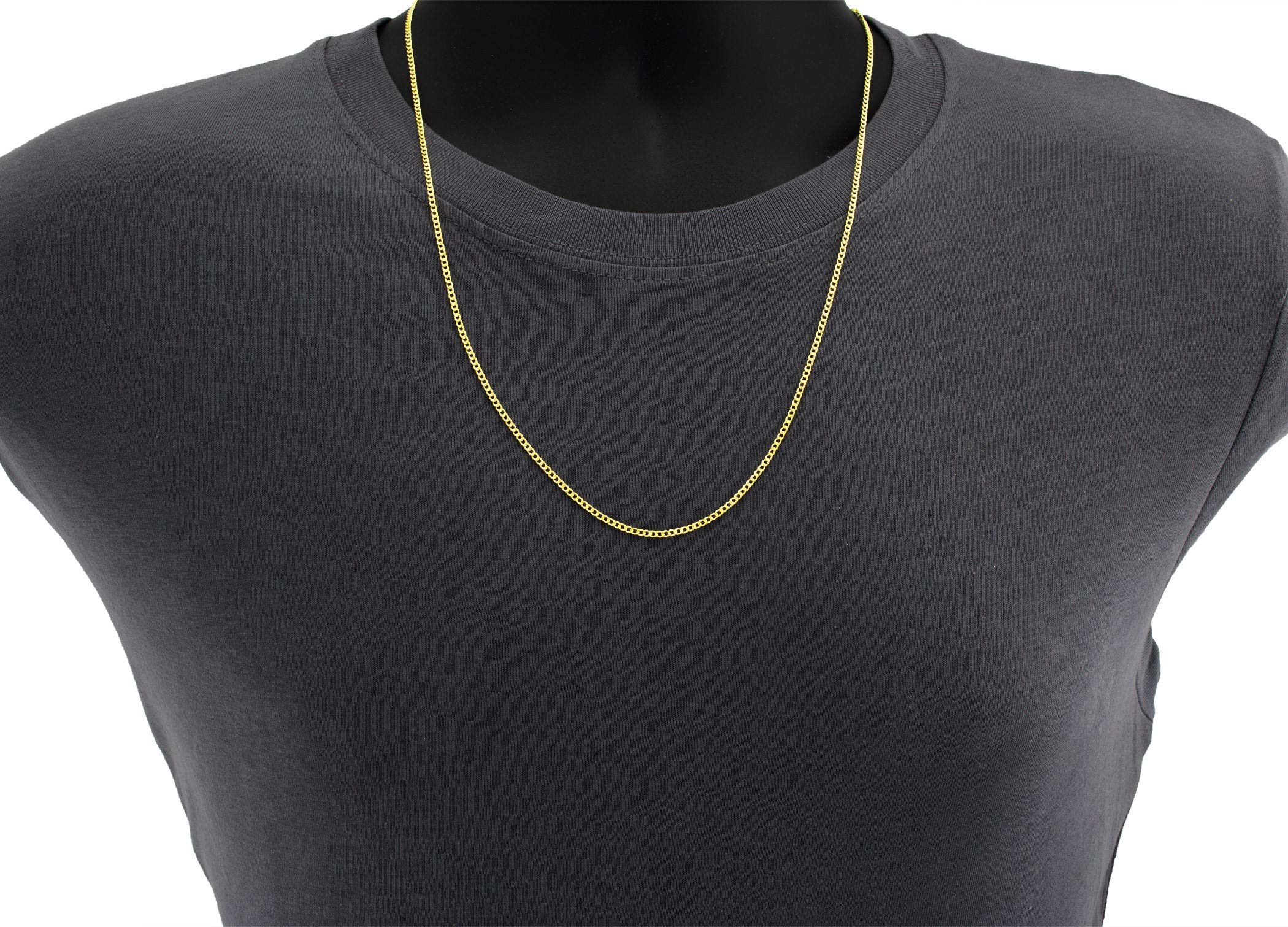 14K Gold Cuban Chain Necklace for Women - 2.25MM Dainty Curb Link Chain in Solid 14K Yellow Gold - Perfect for Layering, Everyday Wear & Special Occasions