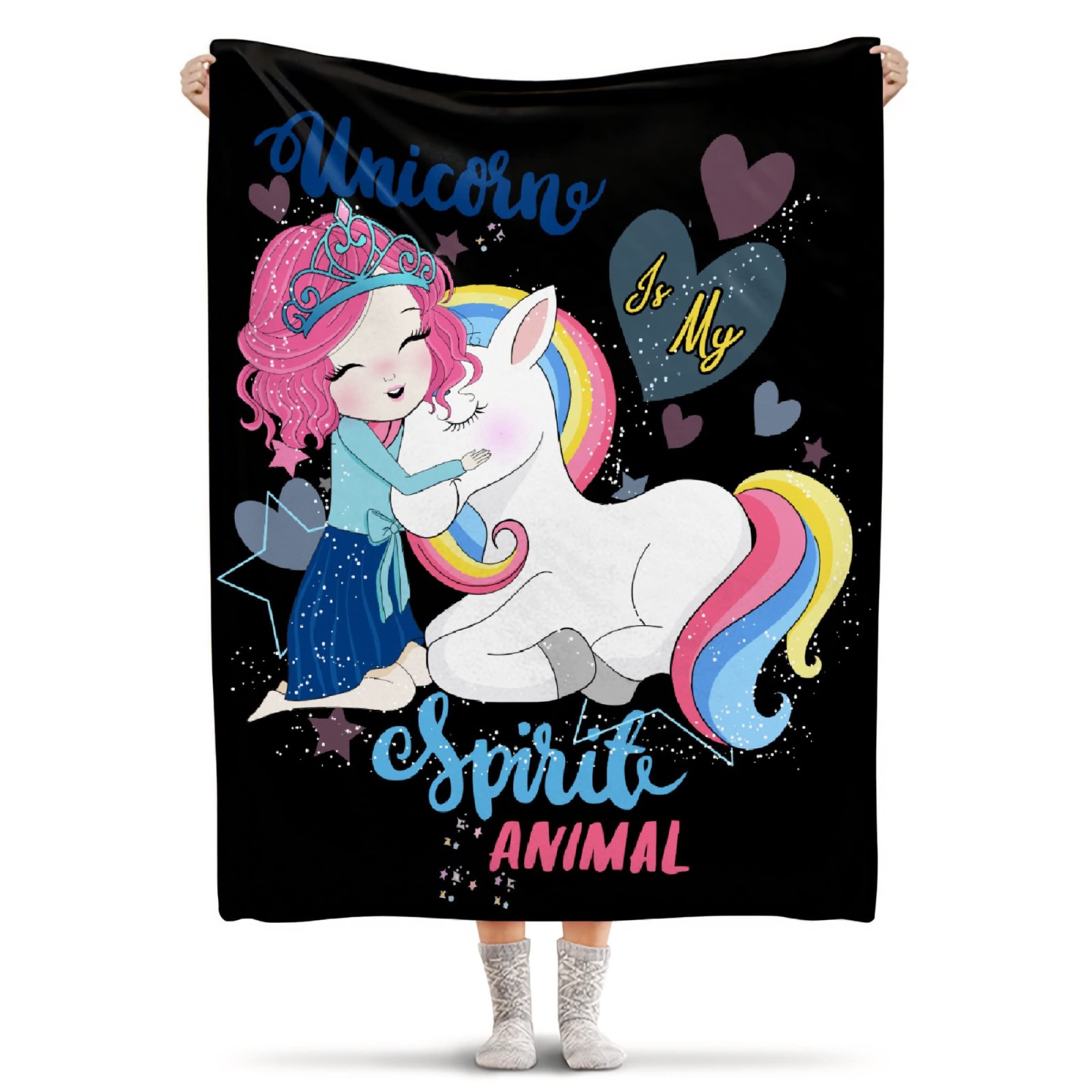 Soft Flannel Horse Blanket with Spirit Animal Print - Cozy 40x50 Inch Throw for Kids, Boys & Girls - Perfect for Bed, Sofa, Couch Decor and Winter Snuggling