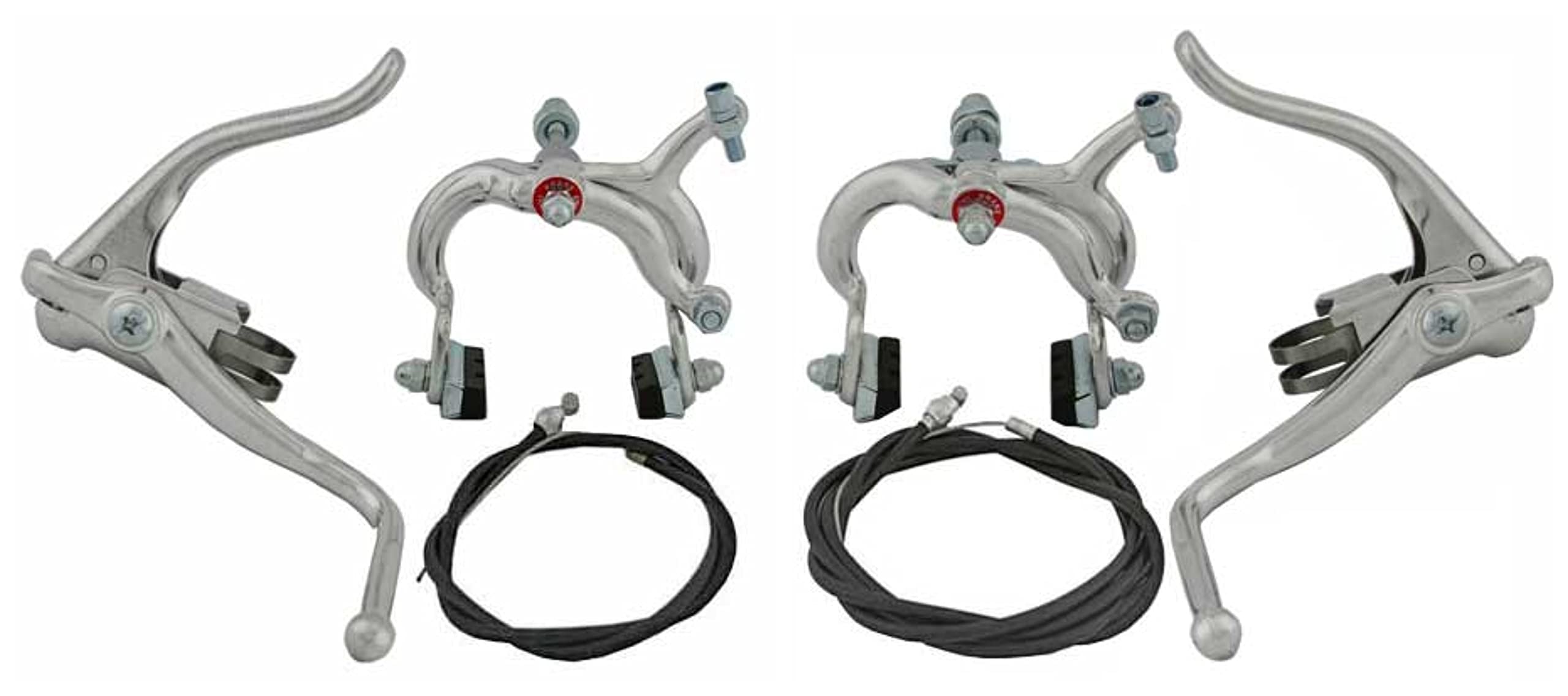 Lowrider Chrome Alloy Bike Racing Brake Set - Front & Rear Bicycle Brakes for Road & Mountain Bikes | Perfect for Racing, Commuting & Urban Cycling