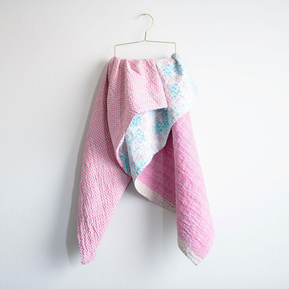 Soft Kantha Baby Blanket CB9084 - Handmade Cotton Swaddle Blanket for Newborns & Infants - Perfect for Nursery, Stroller, and Gift Giving