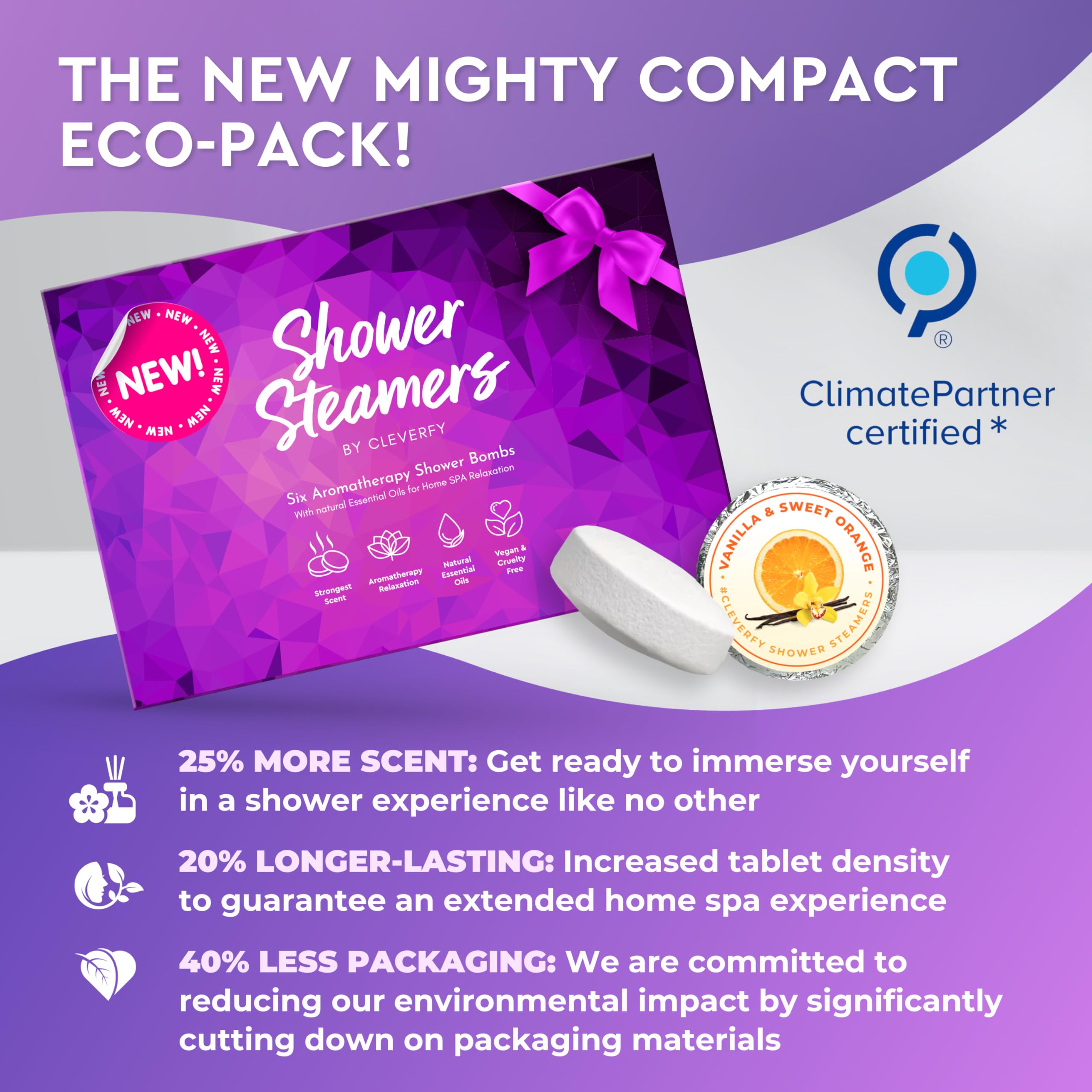 Cleverfy Aromatherapy Shower Steamers - 6-Pack Relaxing Lavender & Eucalyptus Shower Bombs for Stress Relief, Cold Relief & Spa-Like Experience at Home