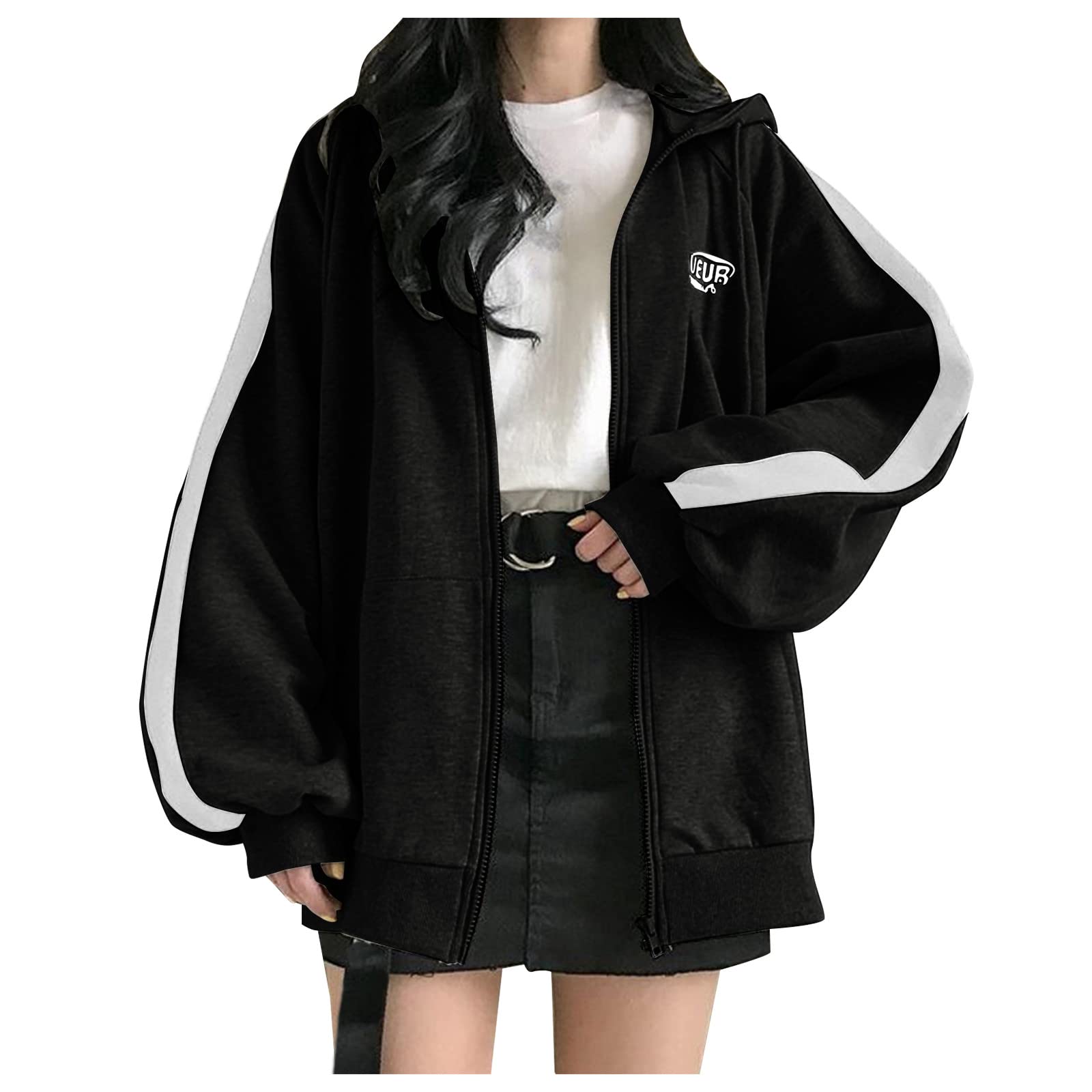 Women's Loose Fit Long Sleeve Zip-Up Hooded Jacket - Casual Solid Color Cardigan with Asymmetrical Hem (Taupe) | Perfect for Layering, Outdoor Activities & Everyday Wear