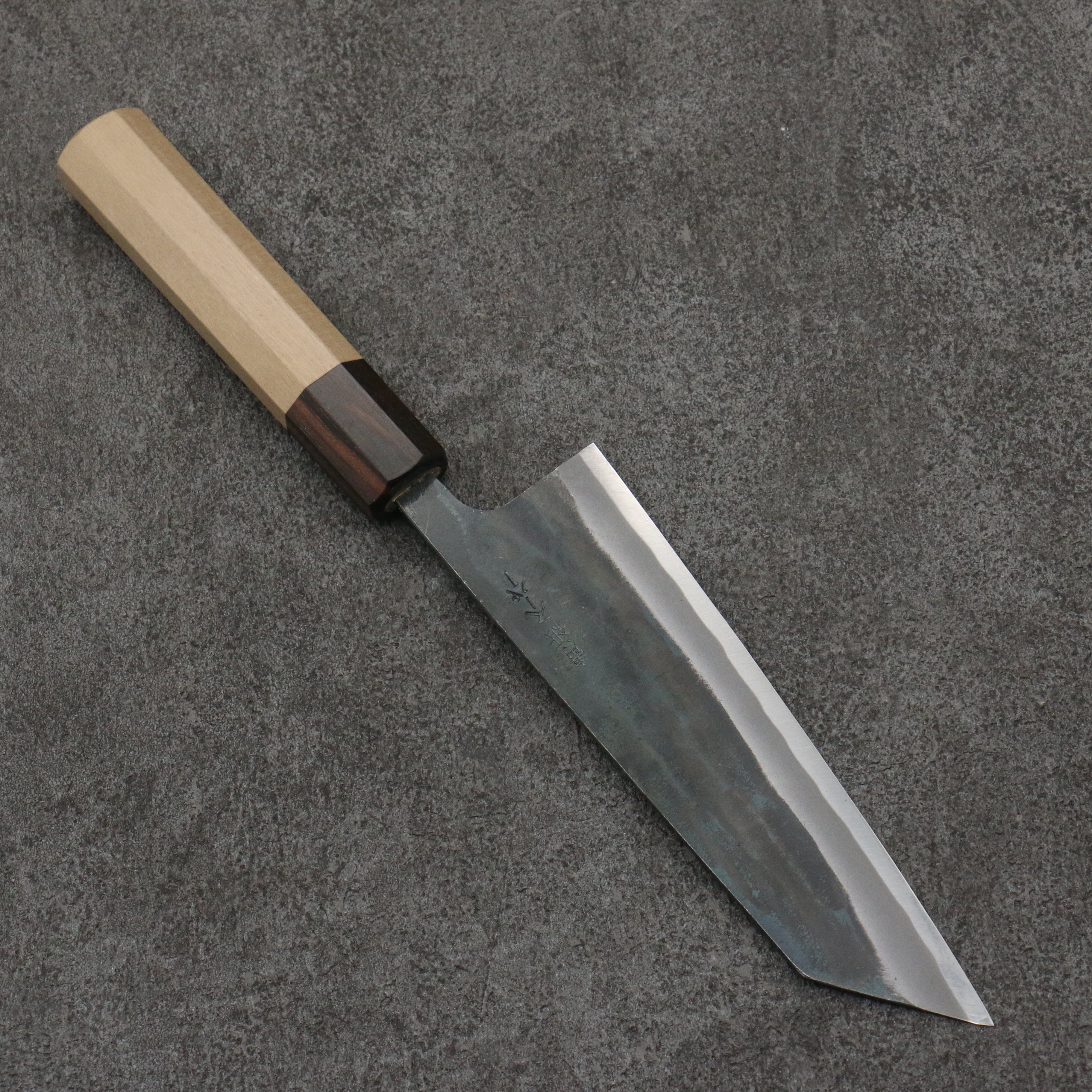 Seisuke Blue Super Black Finished Small Bunka Knife 150mm - Magnolia Wood Handle with Ebony Ferrule - Japanese Kitchen Knife for Precision Slicing, Dicing & Vegetable Prep