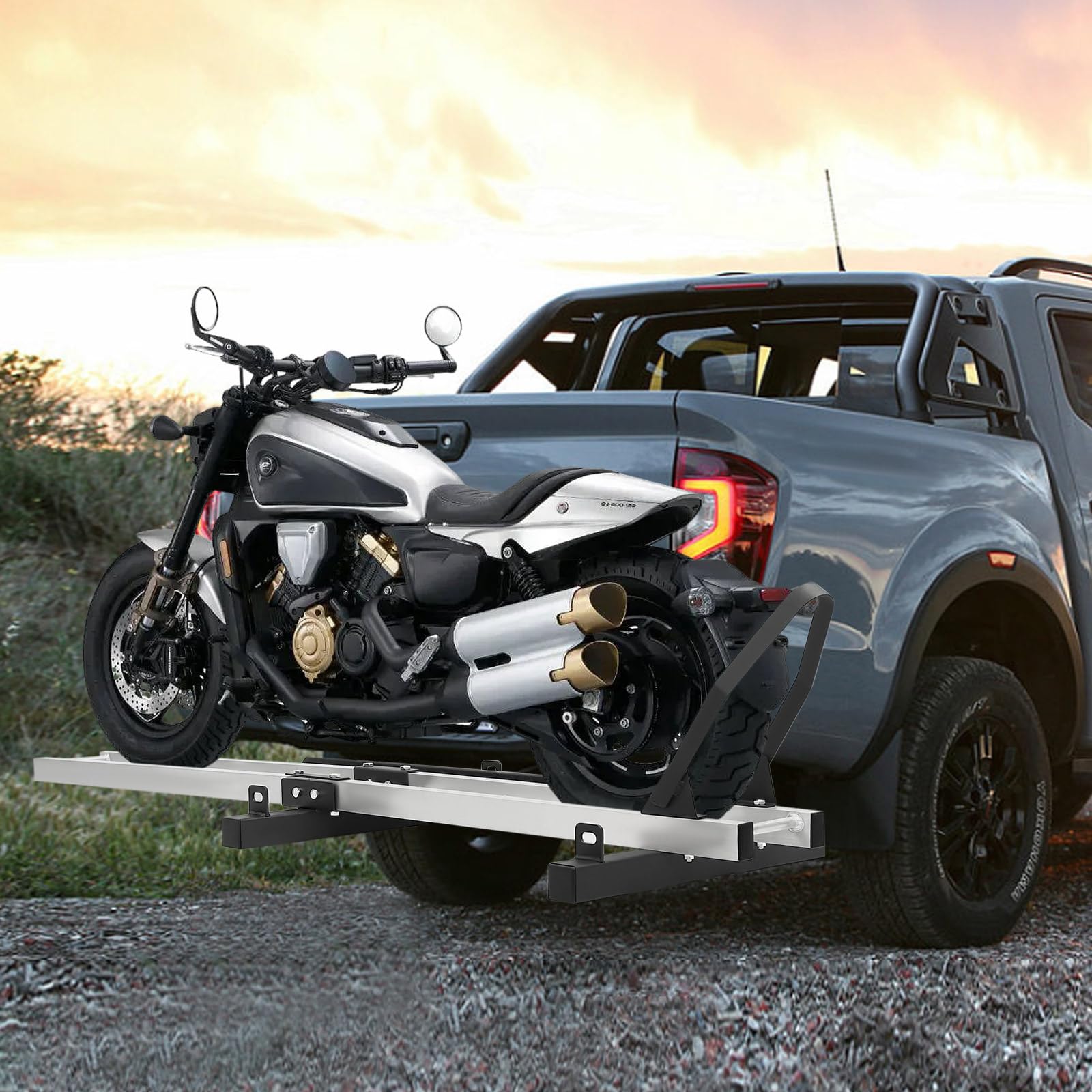Aluminum Motorcycle Hitch Carrier - 400lbs Capacity for Dirt Bikes & ATVs