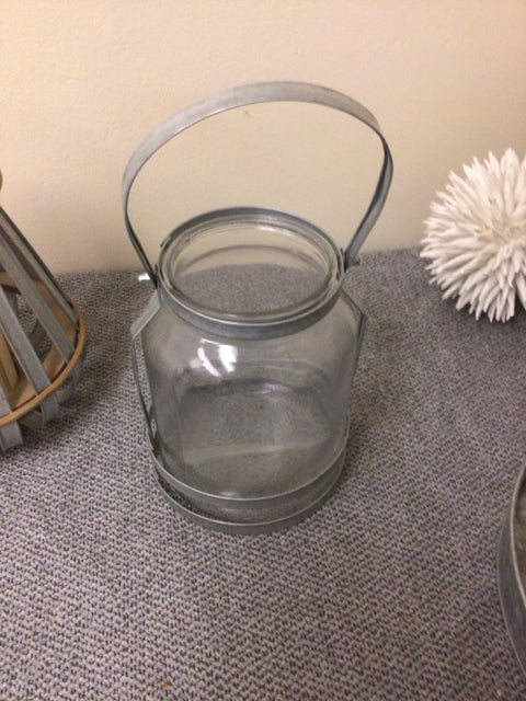 Elegant Metal and Glass Decorative Jar - Handcrafted Home Decor for Centerpieces, Bathroom Storage & Wedding Favors