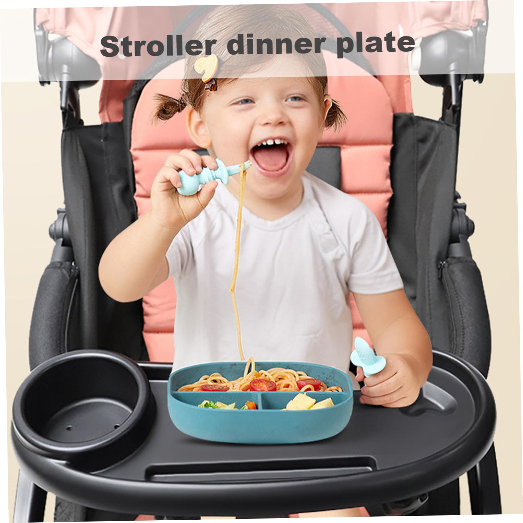 Universal Stroller Snack Tray with Cup Holder & Phone Pocket - Removable, Reusable Baby Pram Food Tray with Non-Slip Grip Clip for Stroller Bars (Black) - Perfect for On-the-Go Snacking, Park Outings & Stroller Walks