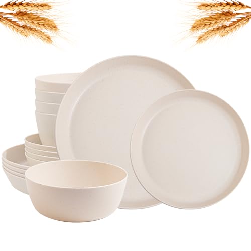Beige Wheat Straw Plates and Bowls