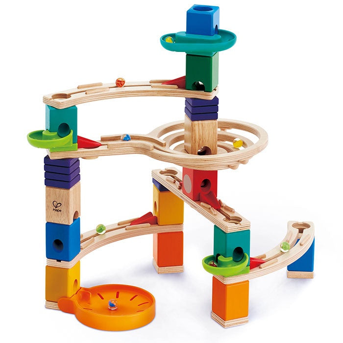 Hape Quadrilla Cliffhanger Marble Run Wooden Toy - STEM Educational Building Blocks for Kids Ages 4+ - Perfect for Indoor Play, Birthday Gifts & Classroom Learning Activities
