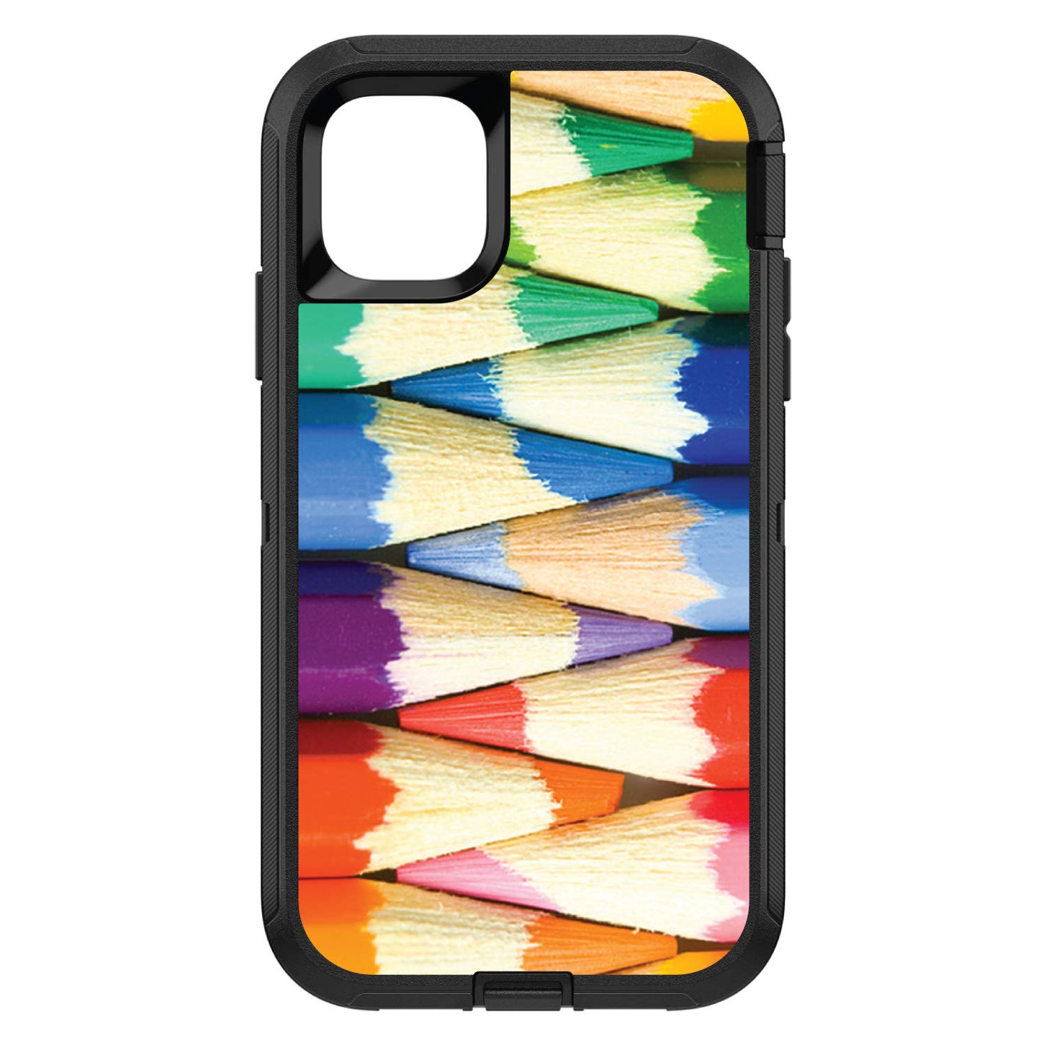 Custom iPhone 11 Pro Max Skin for OtterBox Defender - Rainbow Pencil Design | Phone Decoration & Protection