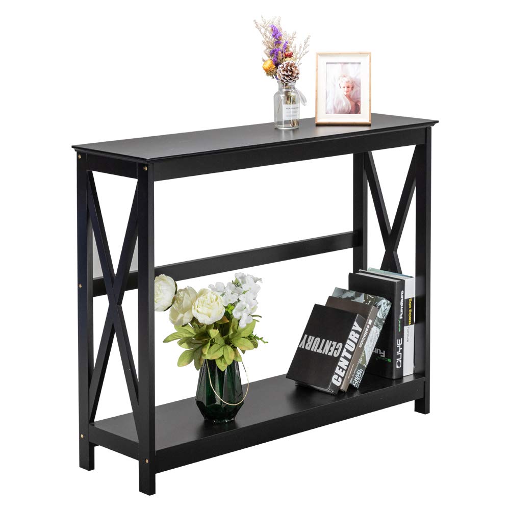 Modern Skinny Console Table - Sofa Table & Entryway Hallway Table with Triamine Board Finish & Metal Frame - Easy Assembly for Living Room, Entryway, Hallway - Perfect for Small Spaces & Home Decor (Black)