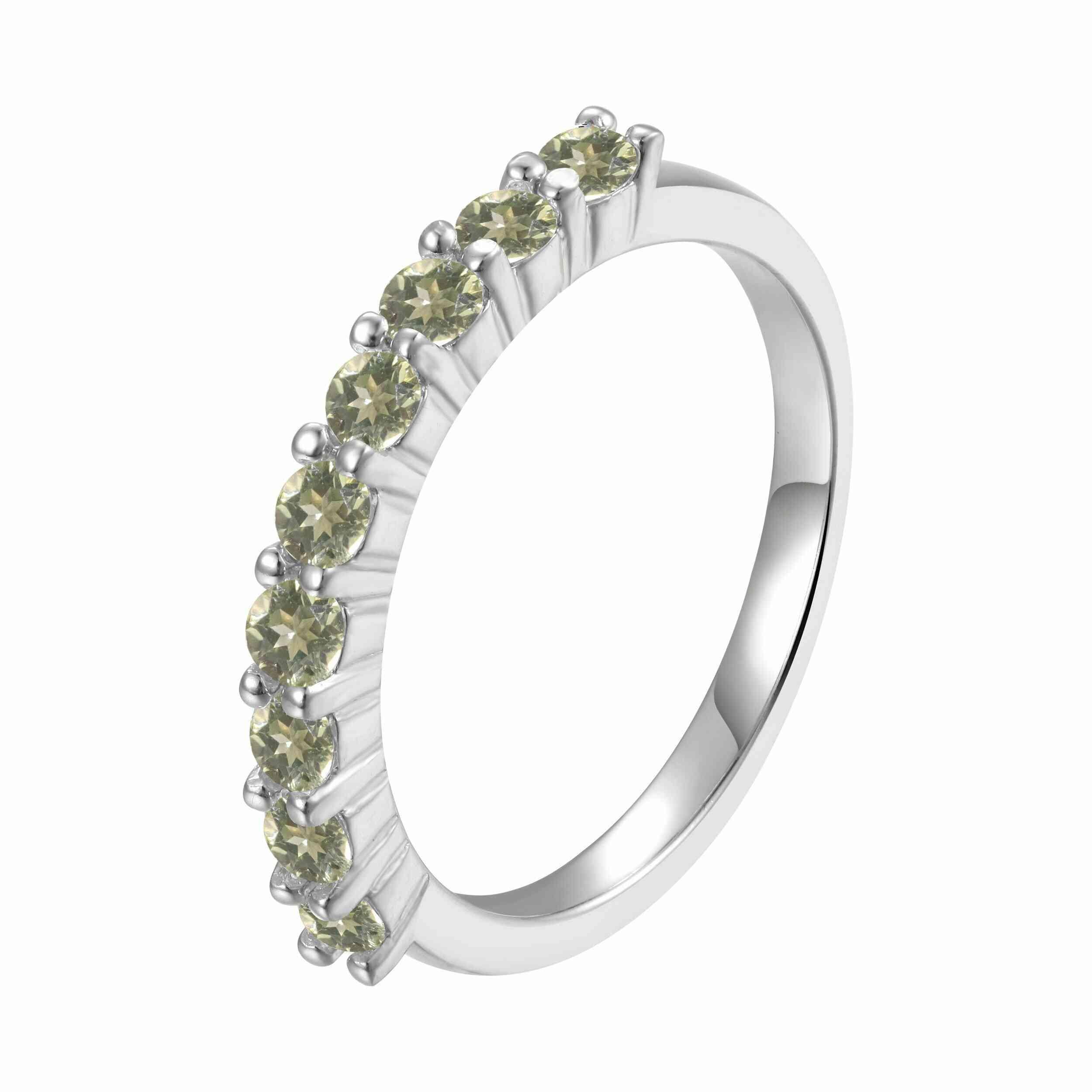 Peridot Half Eternity Ring - 14K Gold or Sterling Silver Stackable Band for Women | Perfect for Anniversary, Birthday Gift & Everyday Wear | Dainty Green Gemstone Jewelry for Special Occasions
